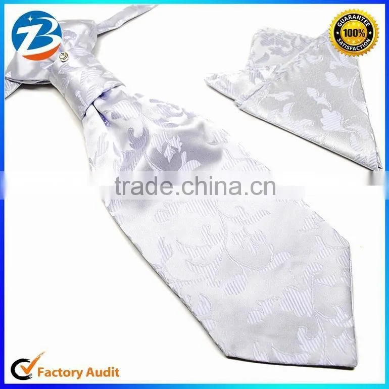 HOT SALE Classical Light Color Designs Mens Ascot Ties and Hanky Set