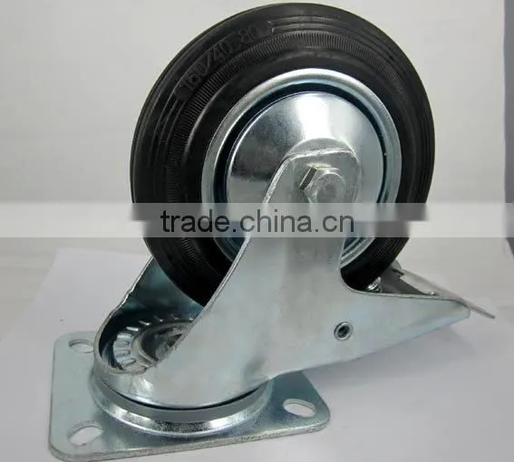 black industrial rubber caster