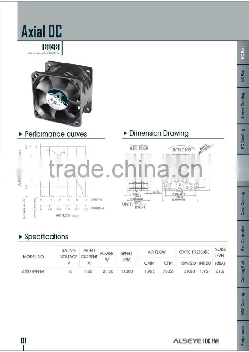 Alseye CB2002 manufacture electric fan 60x60x38mm cooler fan 12v cpu fan