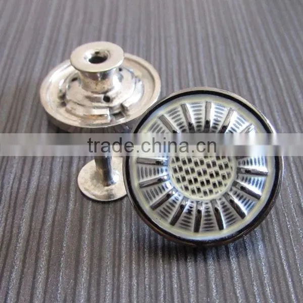 plated white grave jeans buttons and rivets