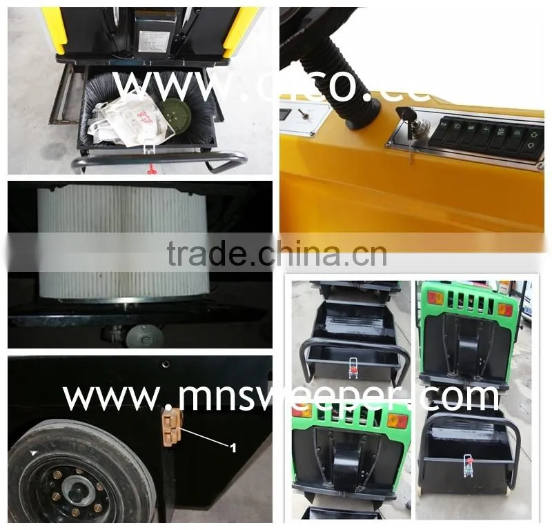 Germany technology imported battery use riding road sweeper with power supply 36V