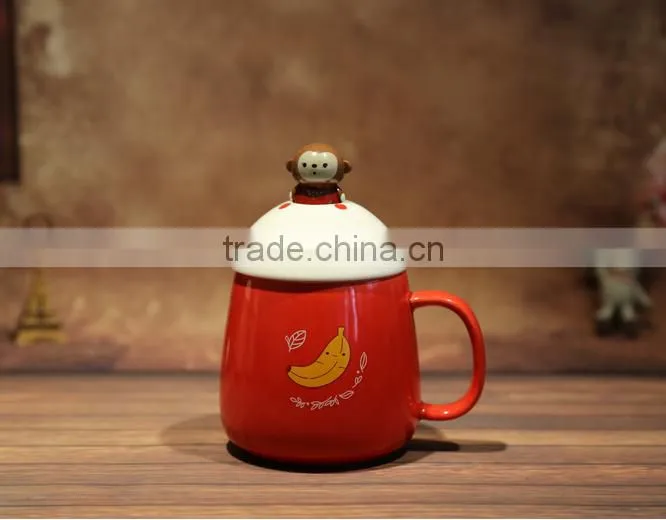 promotional custom colorful ceramic mugs with C-handle