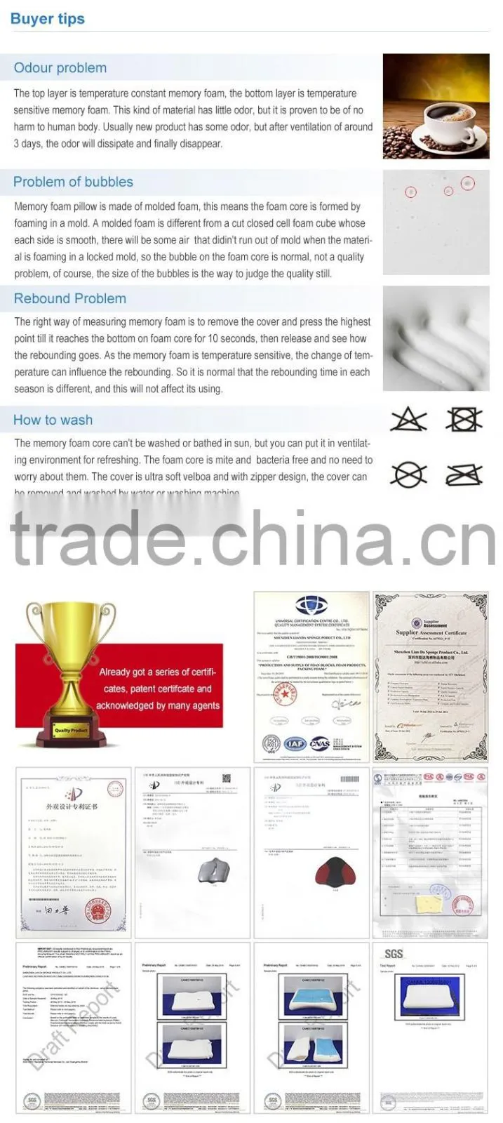 Best sales Hot Sale viscoelastic pillow polyurethane foam