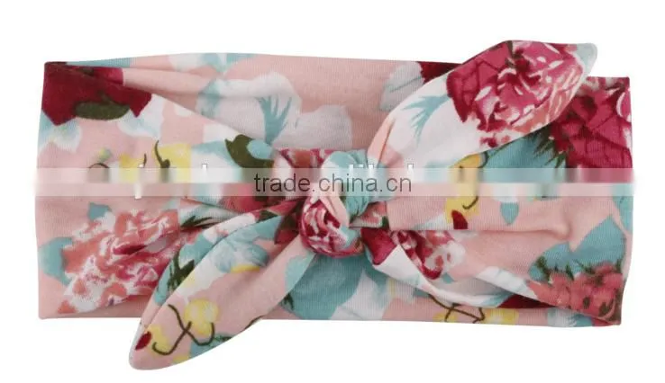 15 inch new children baby printing knotted hair band Europe rabbit ears headband simple Bohemia fashion hair ornaments