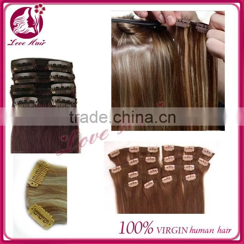 Cheap 100% human hair clip in hair extension