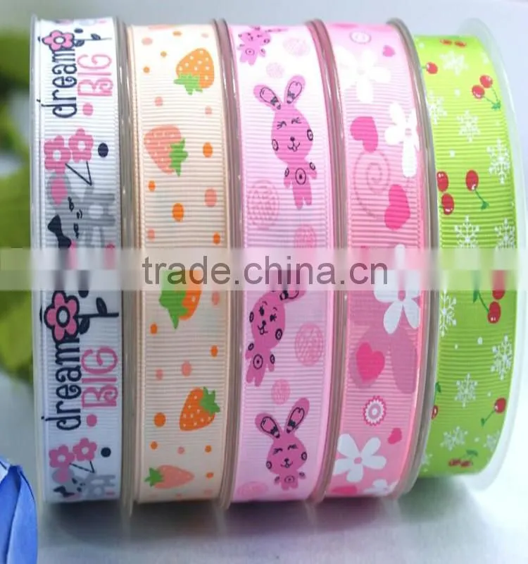 Cheap Custom printed ribbon/Wholesale polyester fabric grosgrain ribbons