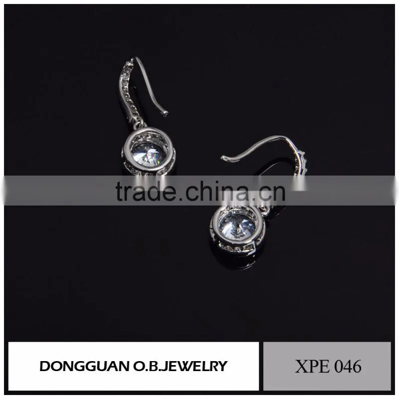 Top Quality Wedding Jewelry Real Silver Plating Diamond Hook Earring For Women