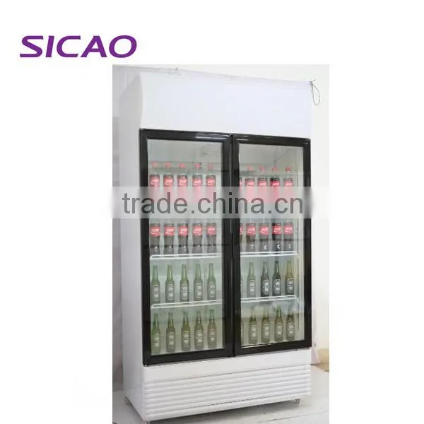 600L compressor Double Hinged Door Refrigeration Showcase