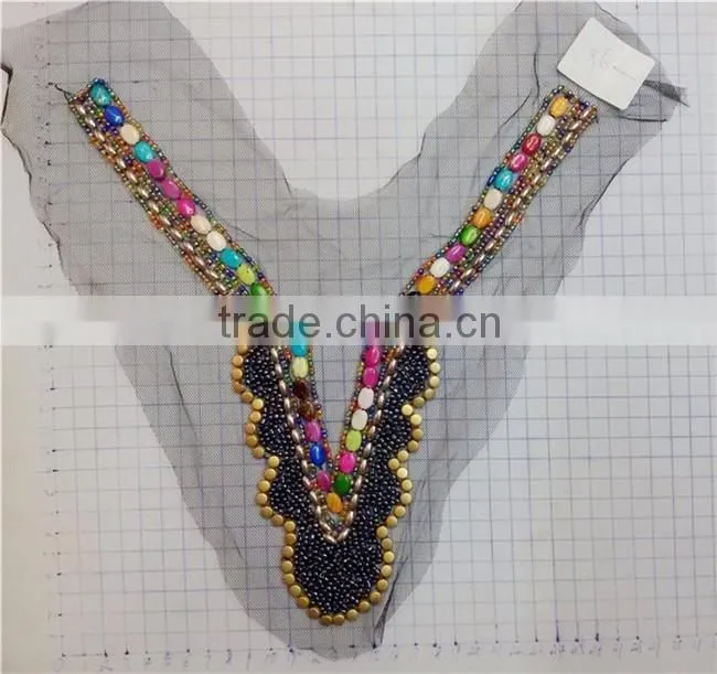 Wholesale Fashion Handmade Beaded Neckline Piece For Garment