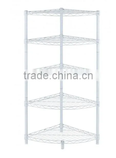 New White 5-Tier Corner Rack Display Shelf Kitchen Storage Wire Shelf