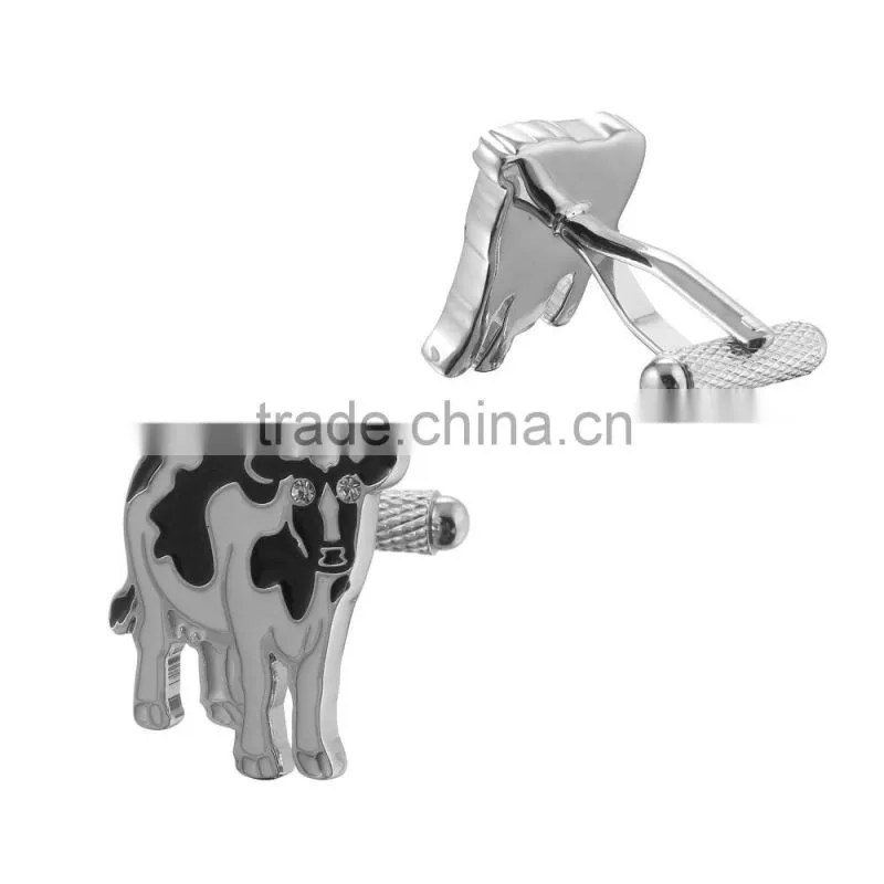 2015 new arrival hot selling 3D cow novelty cufflinks&tie bar wholesale