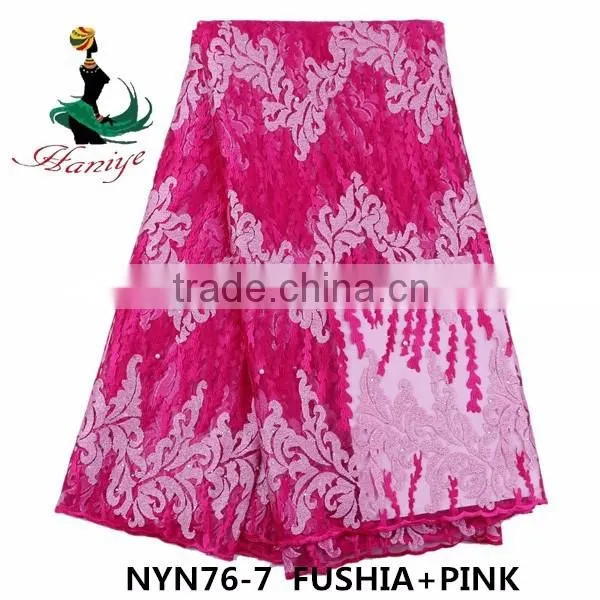 2016 wholesale embroidery tulle lace fabric nigerian french net lace for wedding dreeses /NYN76