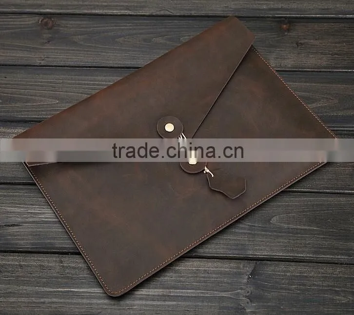 Custom Wholesale Genuine cowhide leather laptop case bag portfolio