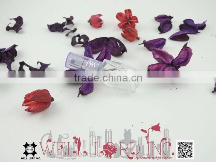 7ml unique shape transparent glass bottle with pump sprayer