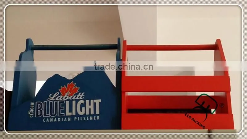 Natural wholesale finished handcrafted customized wooden beer carrier