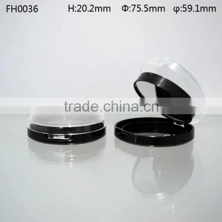 China supplier hot sale customized round black empty makeup compact powder case