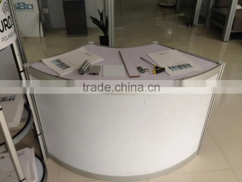 Hot sale Aluminum Curved Solid surface Reception Desk for Exhibition display