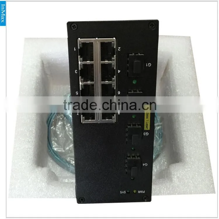 Tunnel Traffic 4x1000M FX(SFP Slot) to 8x10/100MBase TX PoE Gigabit Managed Industrial Ethernet Switch Broadcom progr