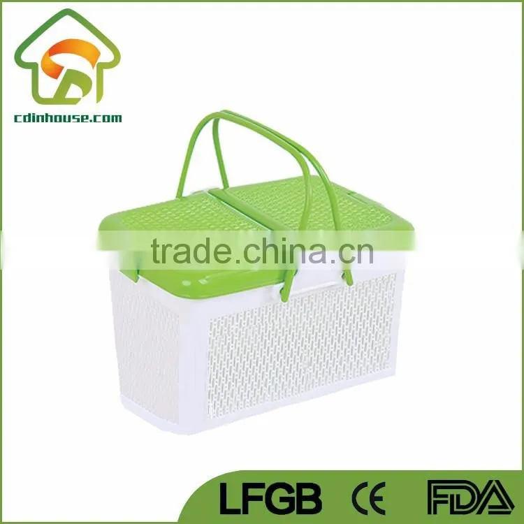 Plastic Pinic Fruit Storage Basket with Lid and Handle