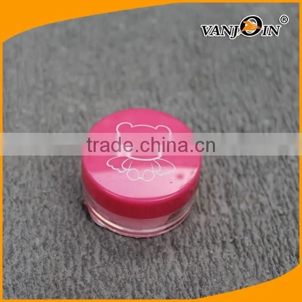Cute 10ML Empty PET Plastic Baby Skin Care Jar with Pink Cap