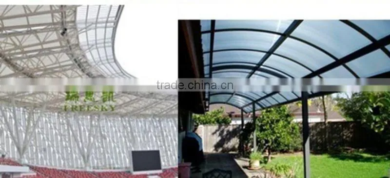 Super structure of cellular sunshine board Transparent PC sunshine 4 layers board roof lighting engineering at the station