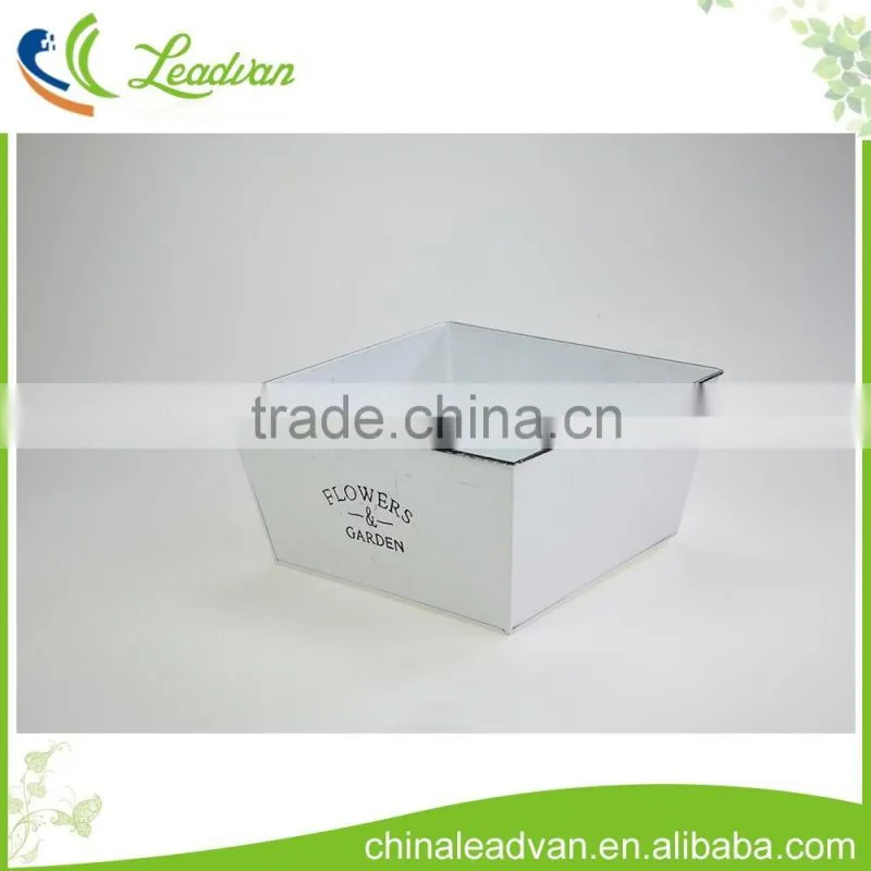 Indoor funiture and home decor white metal square-shaped flower pots