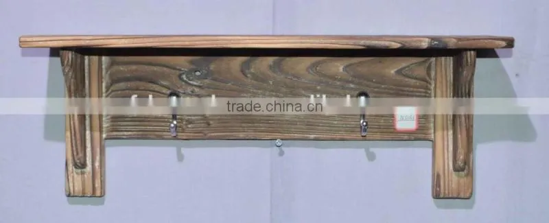 antique hanging wooden wall shelf with distressing