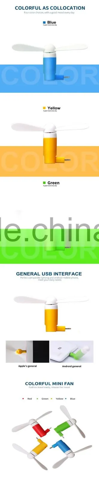 Newest ! Mini 2 in 1 Portable two leafs usb fan colorful cooling summer fan for smartphone