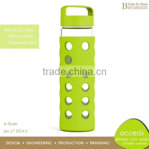 Personalized Borosilicate Glass Portable Bicycle Water Bottle BPA Free