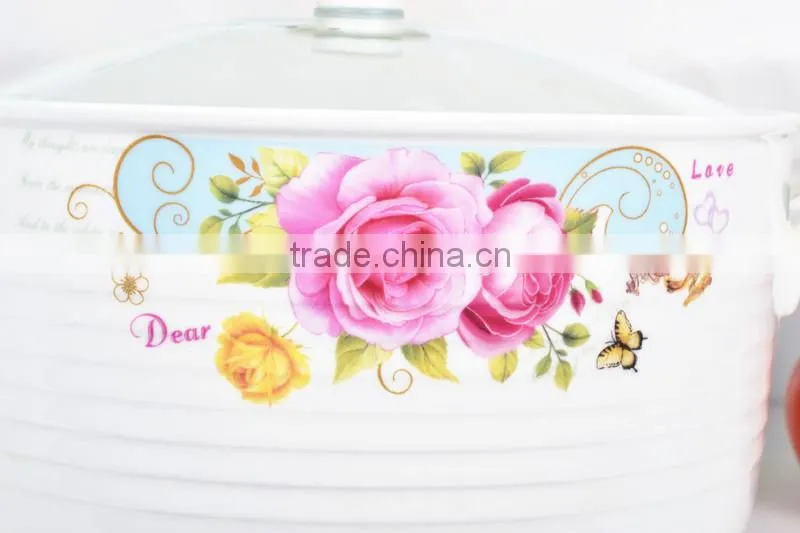 8"Porcelain saucepot suitable for microwave with glass lid