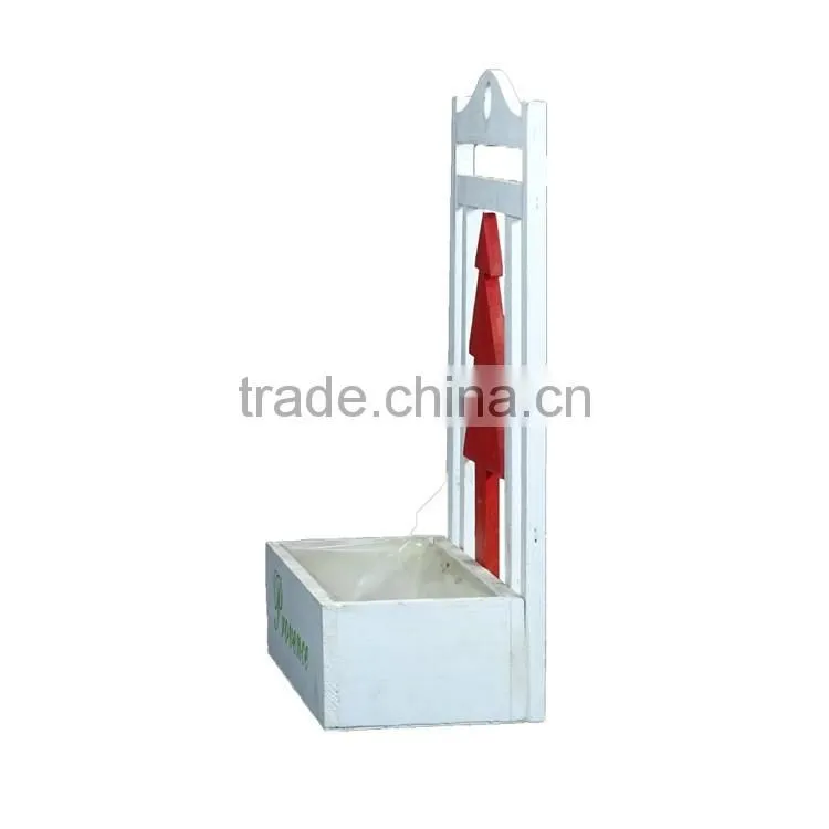 Wood Hanging Flower Basket with Silk Screen for Garden Planter