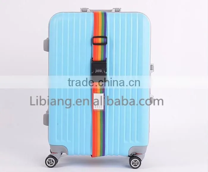 custom logo high quality luggage strap with lock
