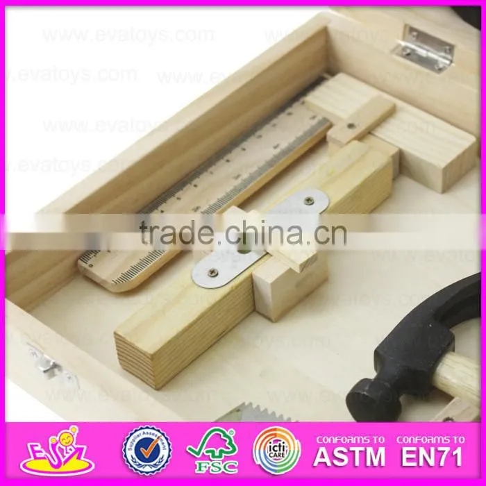 2015 Stock interesting kid wooden tool box toy,Funny play wooden toy tool box toy,Best sale wooden Workbench Tool Toy W03D021-A1