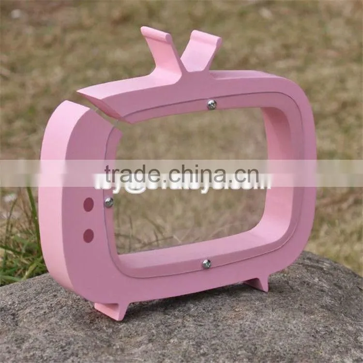 New design TV shape girls lovely wooden coin bank with logo customize W02A253