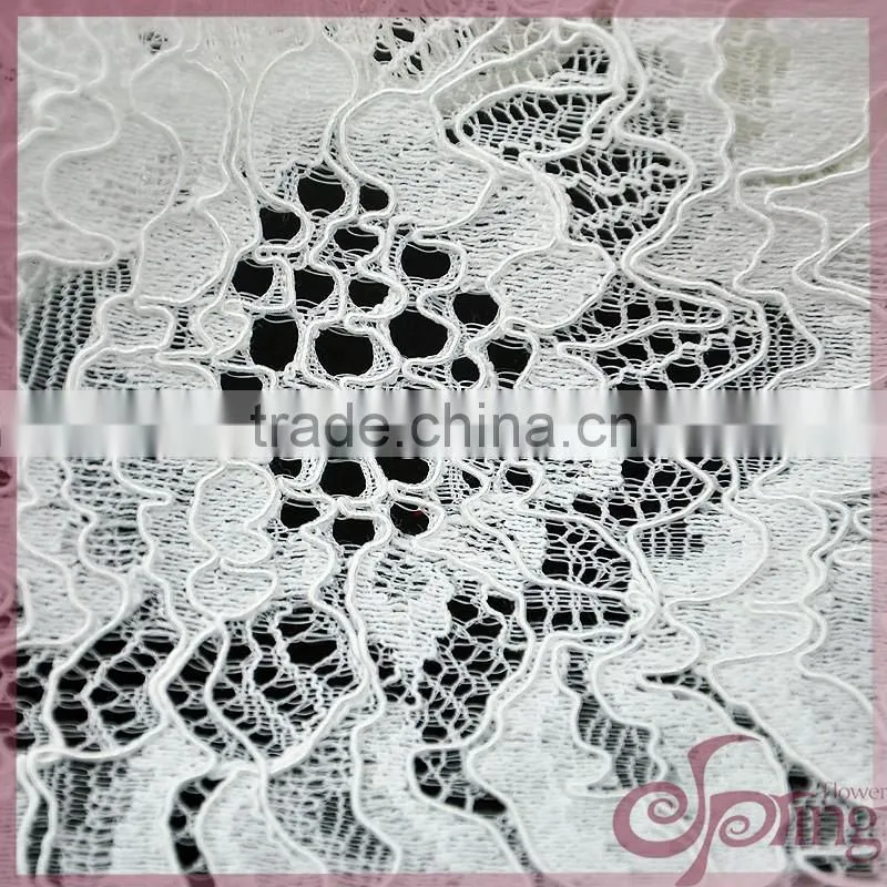 White flower design jacquard cotton nylon warp knitting fabric cotton lace fabric for dress