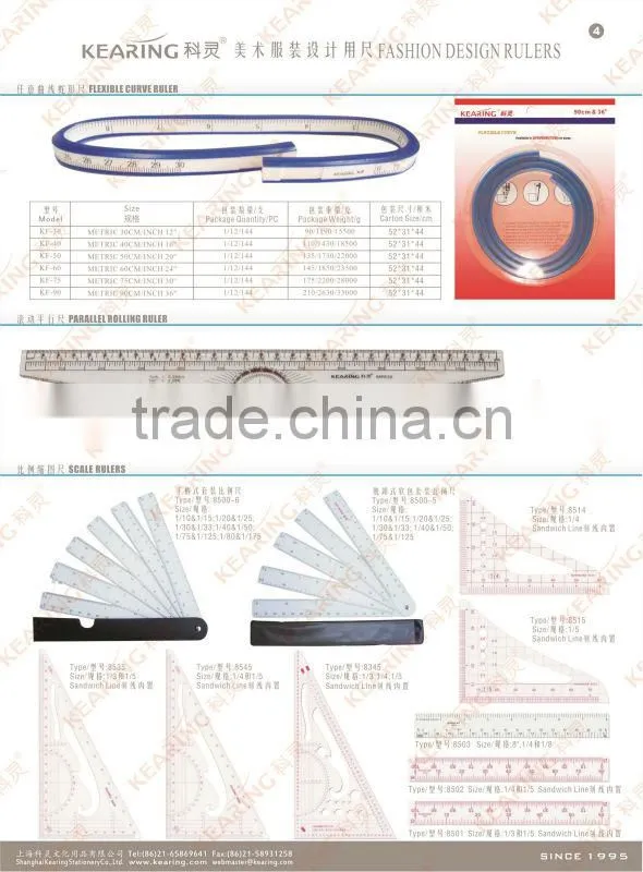Kearing high quality sandwich line scale rulers 1:4 plastic rulers for Japan market #851401