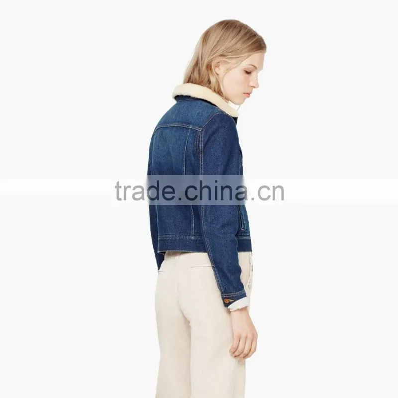 High quality girls denim winter jacket women customize your own overcoat