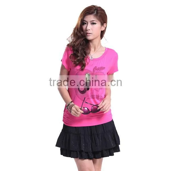 Women Short Sleeve Blouses Wide Neck T Shirts Round Neck Women T Shirt In Assorted Colours