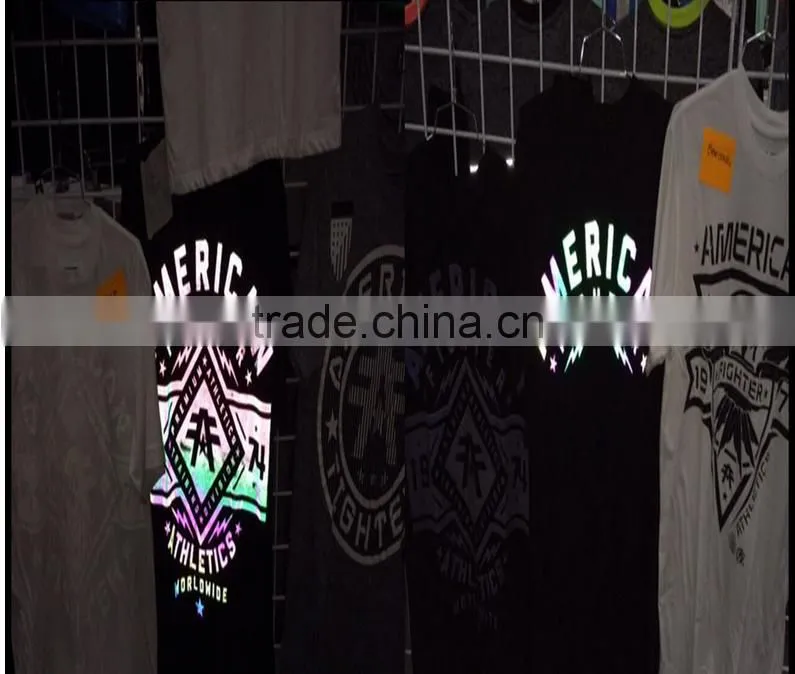 silver grey heat transfer printing engraved reflective logo for t-shirt heat transfer sticker