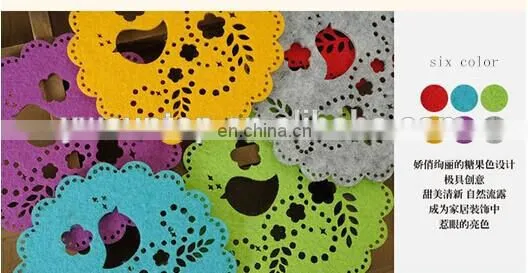 Wholesale 2016 lovely birds hollowed felt coaster