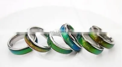 Aquarius Zodiac Ring Titanium Steel Couple Temperature Change Color Mood Ring