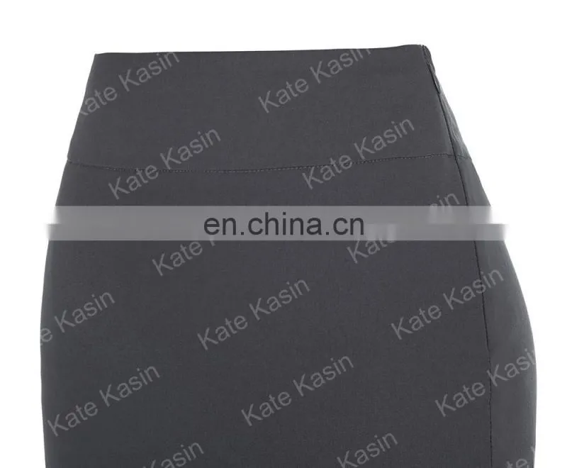 Kate Kasin Occident Women's High Stretchy Hips-Wrapped Dark Grey Pencil Skirt 20" KK000276-2