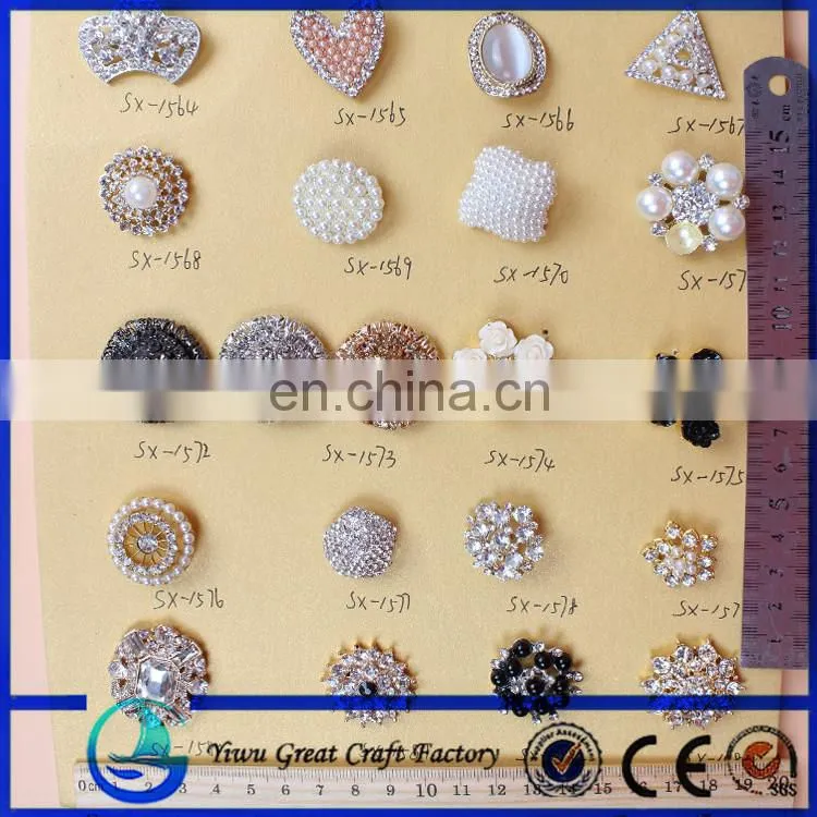 heart Cheap factory China bulk rhinestone brooch pearl brooch rhinestone button