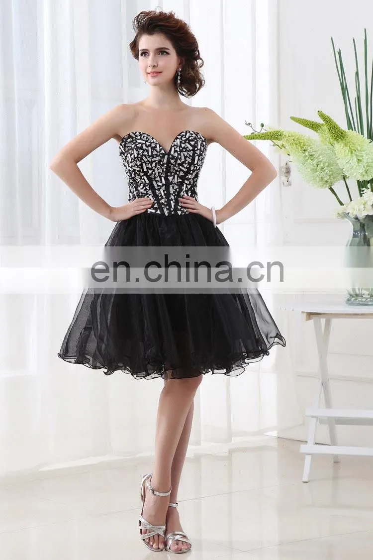 Wholesale Sweetheart Sleeveless Crystal Tulle Short Cocktail Dress SD015