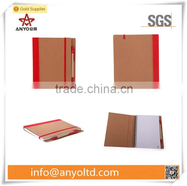With recycled paper pen school notebook