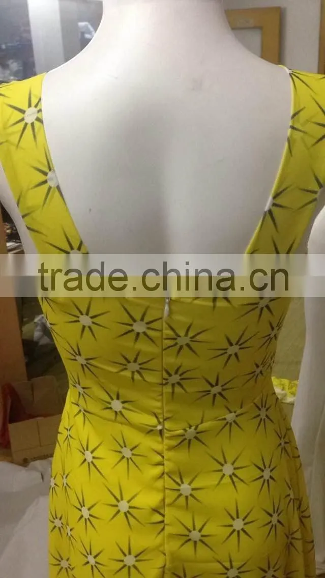 fashion Chiffon printed dress catwalk prom dress lady dress