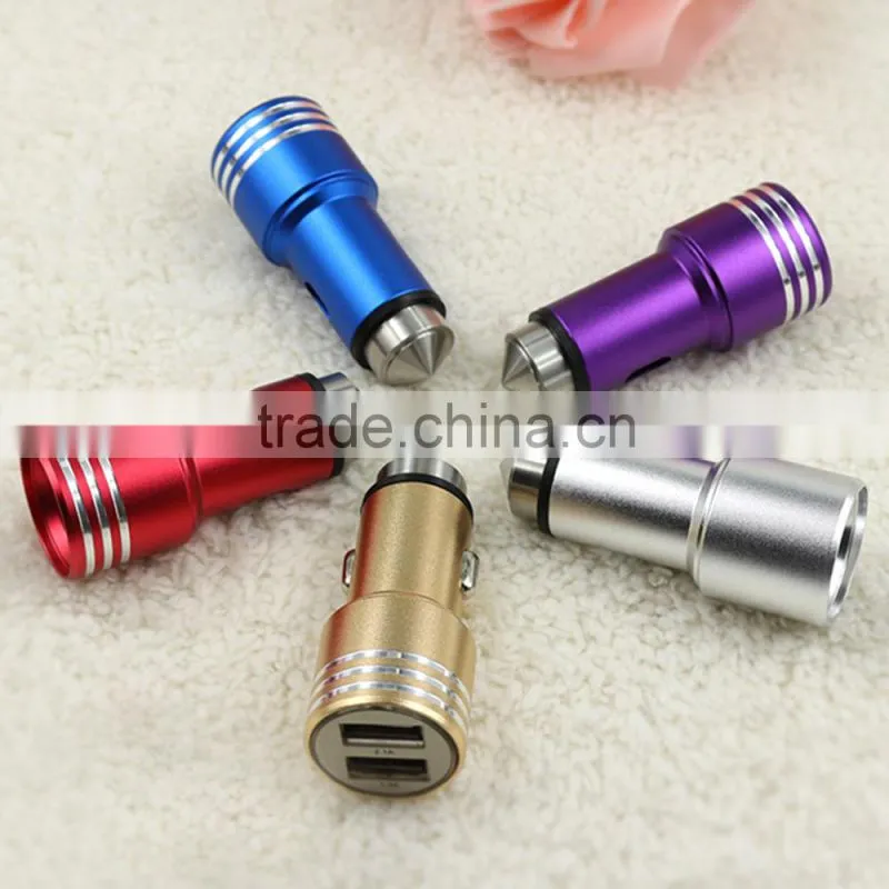 Hot Selling Car Accessories Usb Car Charger Colorful Automatic Mobile Phone car Charger 2016