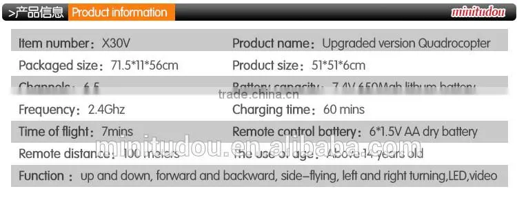 X30V Large scale 2.4g RC Quadcopter With Camera FPV Quadcopter with HD camera