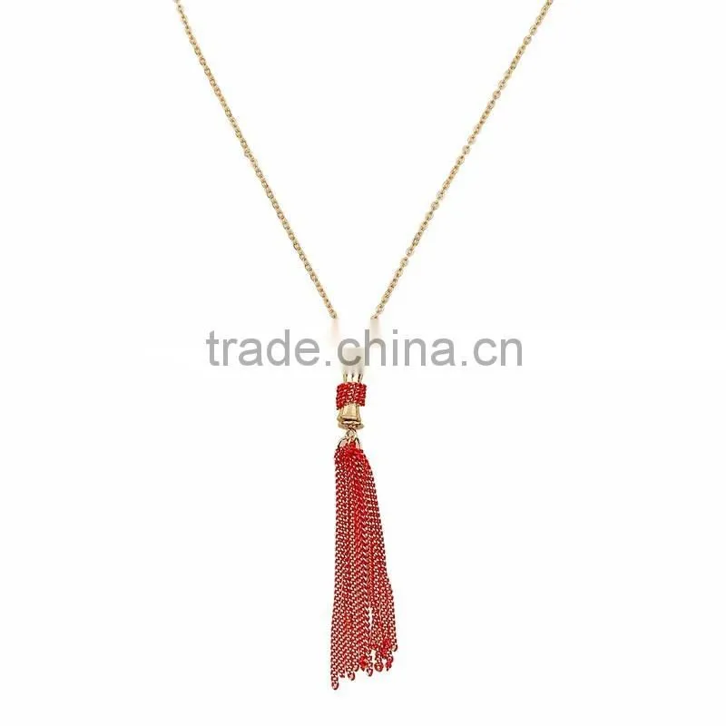 Minimal Art Womens Red Metal Tassel Necklace 18k Gold Necklace Designs 2016