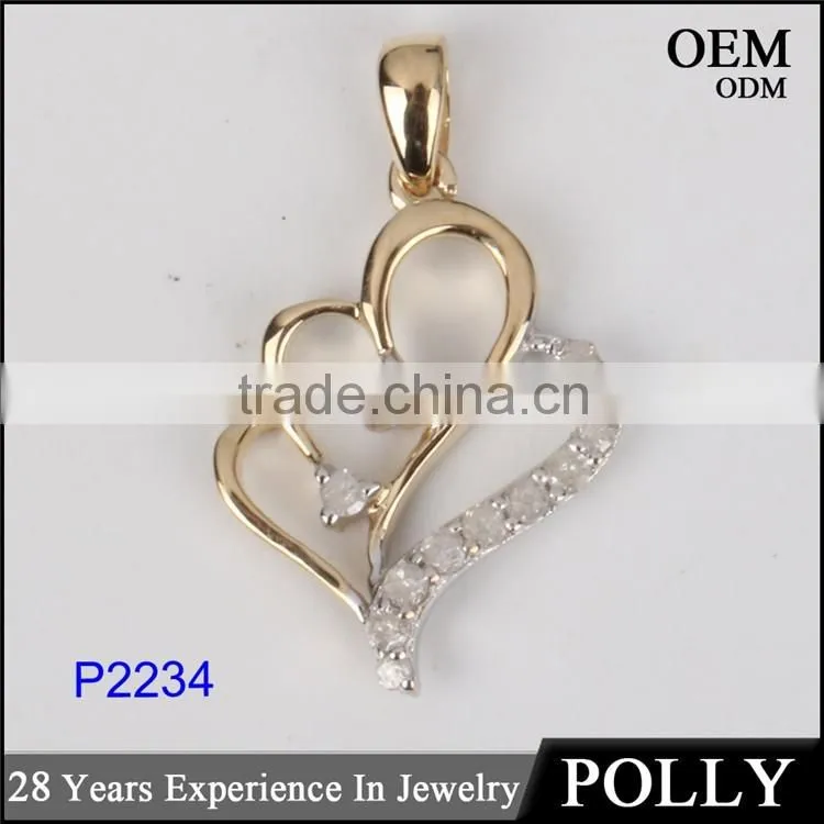 2016 valentine's day gift for girl friend heart shape 10k gold fashion pendant
